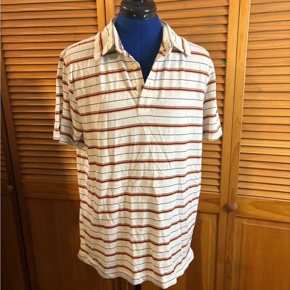 Banana Republic Men's Polo Golf Shirt - Red and Cream Stripes - Picture 1 of 3